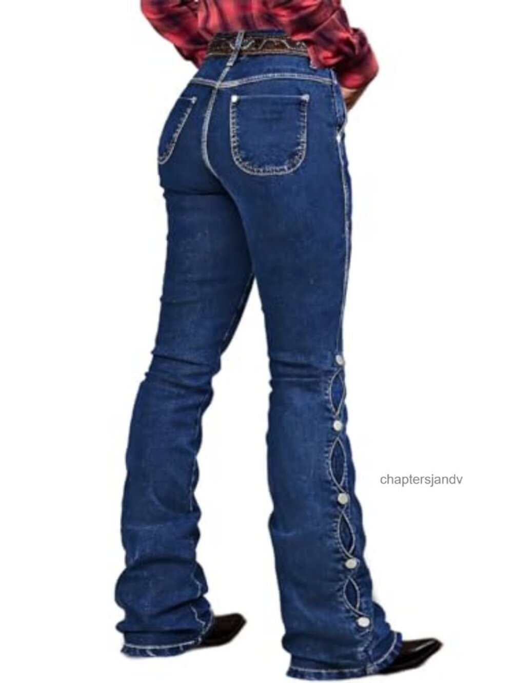 Flamingals Women's Buttoned Hem Bootcut Jeans Stretch Denim Pants